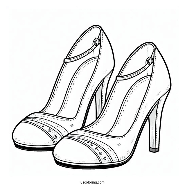 A Pair Of High Heels Coloring In For Preschoolers