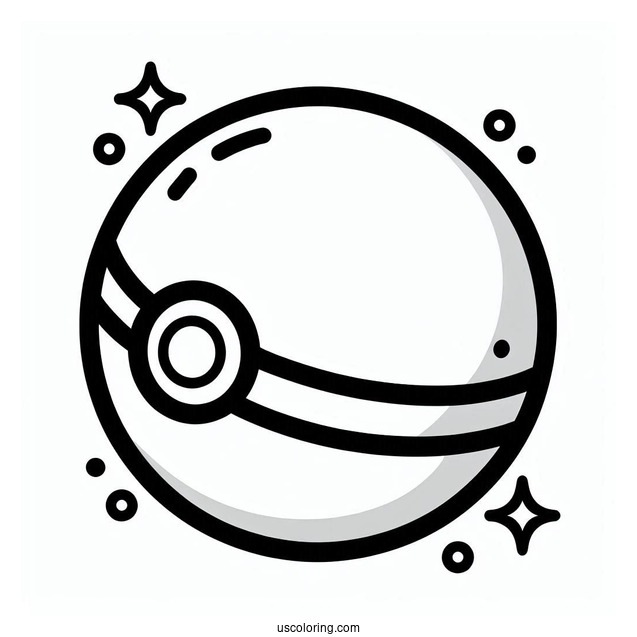 Easy Pokéball Coloring Page Outline For Preschoolers