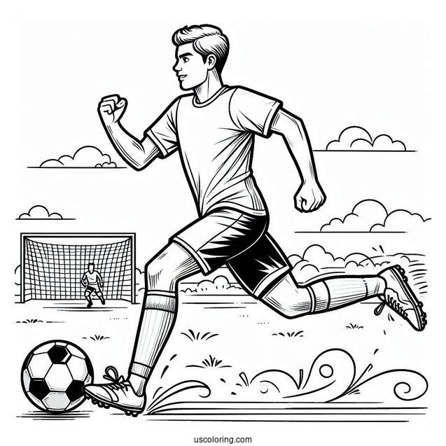 Soccer Coloring Page Running With Soccer Ball
