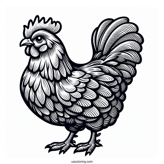 Rhode Island Red Chicken Coloring Page