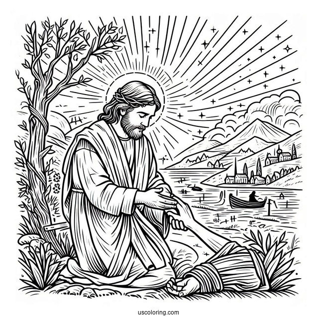 Jesus Restoring Sign Miracle Coloring Page