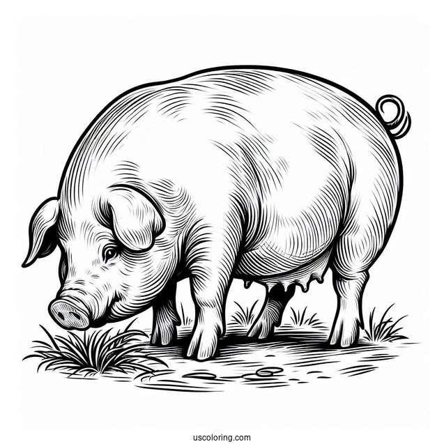 Farm Bred Pig To Color