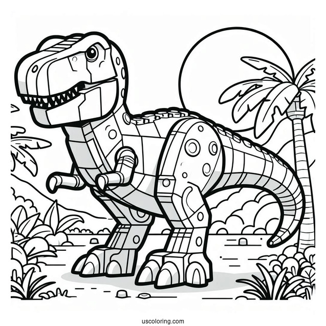Lego T-Rex Coloring Page For Kids