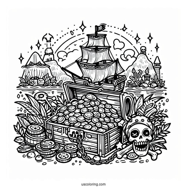 Coloring Page Of Pirates Gold