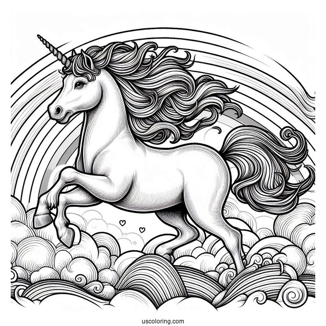 Realistic Looking Unicorn Galloping On a Rainbow