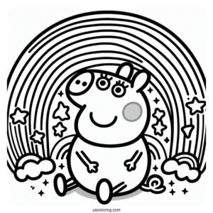 Peppa Pig Rainbow Coloring Sheet
