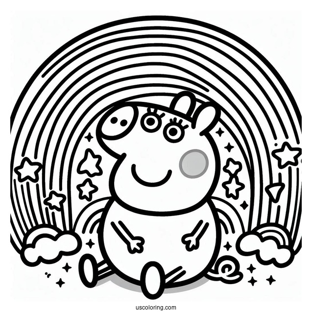 Peppa Pig Rainbow Coloring Sheet