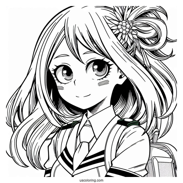 My Hero Academia Coloring Page Of Tsuyu Asui For Preschoolers