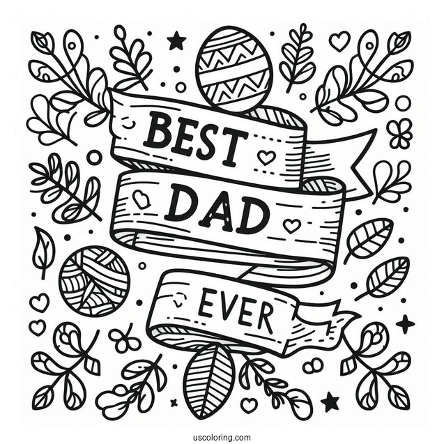 Father's Day Coloring Page Of Best Dad Ever Ribbon For Kids