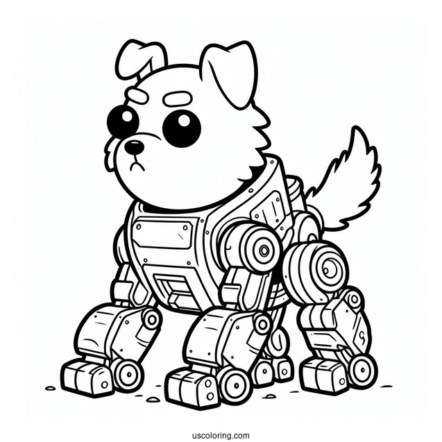 Rick and Morty Coloring Page Of Snuffles the Dog in Mech Suit