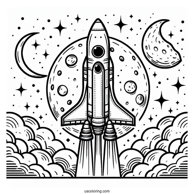 Coloring Page Of SpaceX Starship Moon Rocket