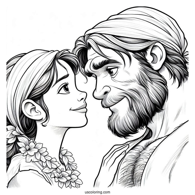 Tarzan Coloring Page Looking Lovingly At Jane