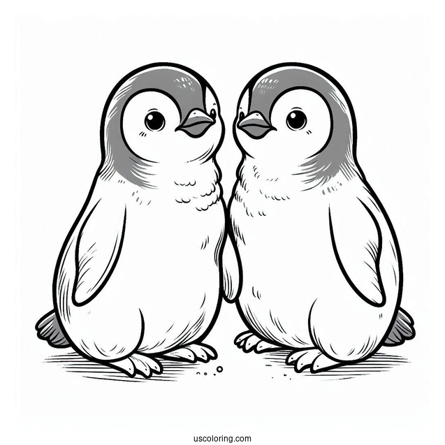 Two Baby Emperor Penguins Coloring Sheet