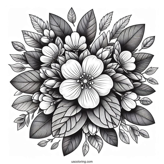 Top View Of Spring Flower With Tons Of Leaves