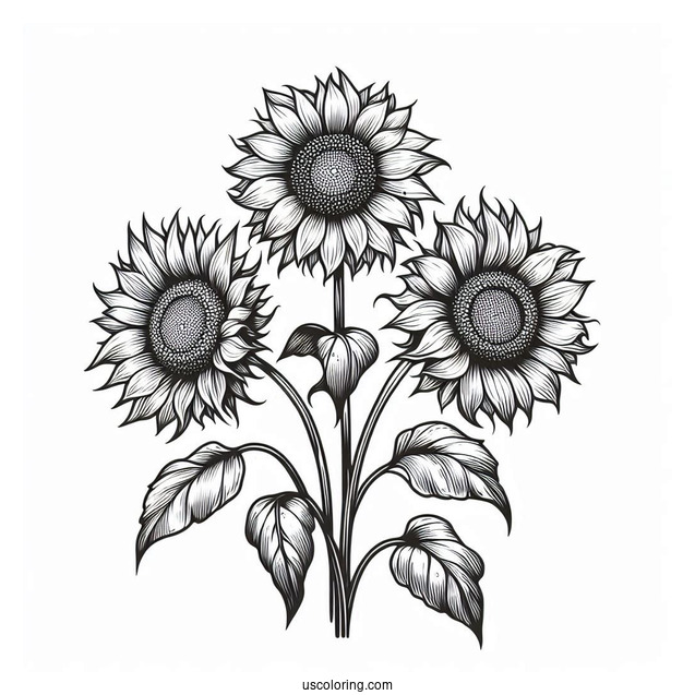 Three Wilting Sunflowers