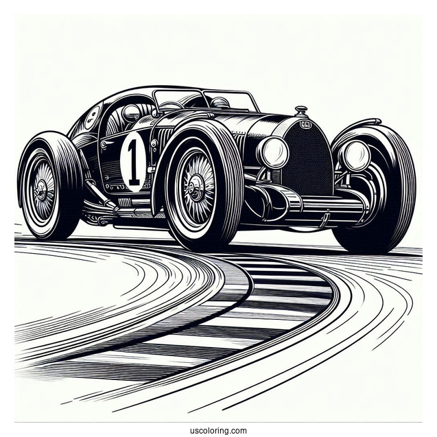 Bugatti Coloring Page Bolide On Race Track