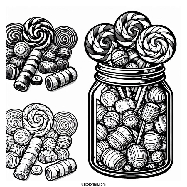 Jar Of Lollipops To Color For Kids