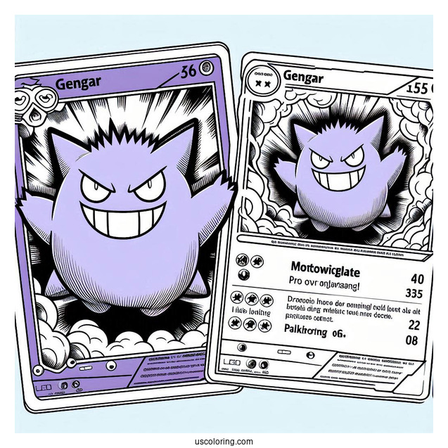 Gengar Manipulate Pokemon Card Coloring Page