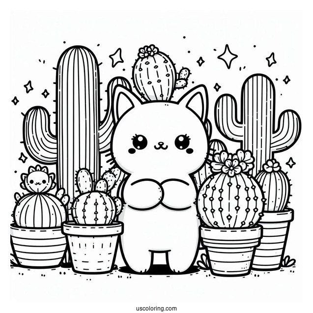 Kawaii Cactus Plants With Cat