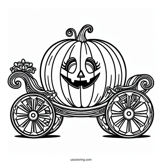 Easy Outline Of The Pumpkin Coach To Color