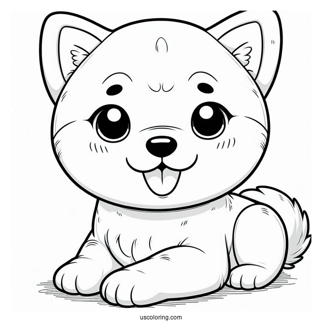 Cute Shiba Inu Puppy Smiling Coloring In