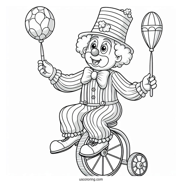 Clown Juggling While On Unicycle