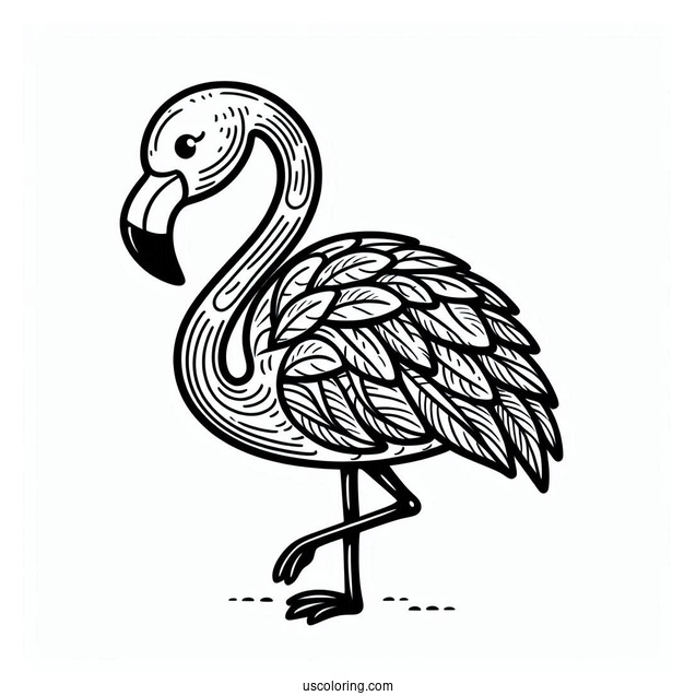 Easy Cartoon Flamingo To Color For Kids