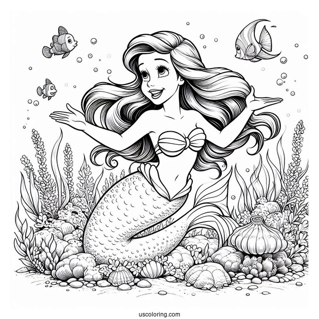 Realistic Ariel Under The Sea Coloring In