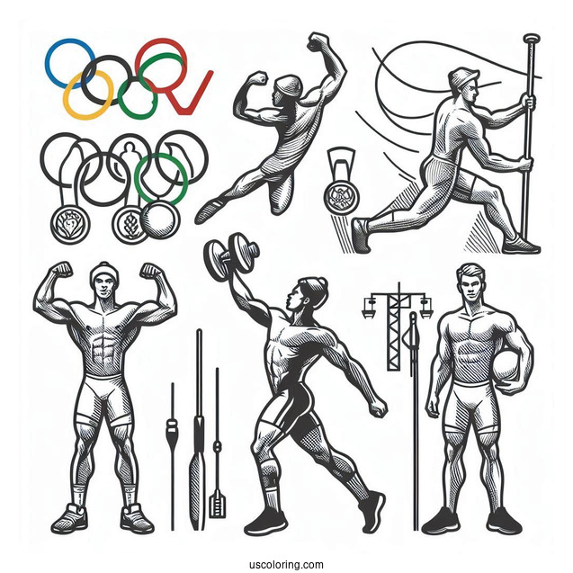 Simple Olympics Coloring Page Logo For Kids