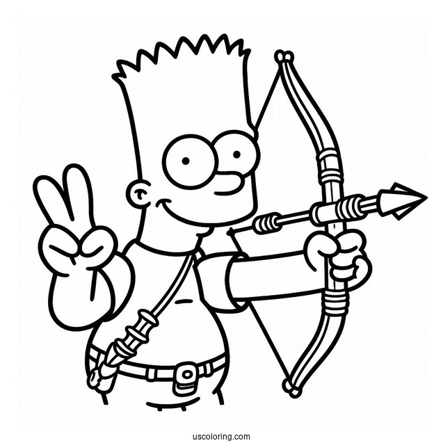 Bart Holding Slingshot Coloring Page