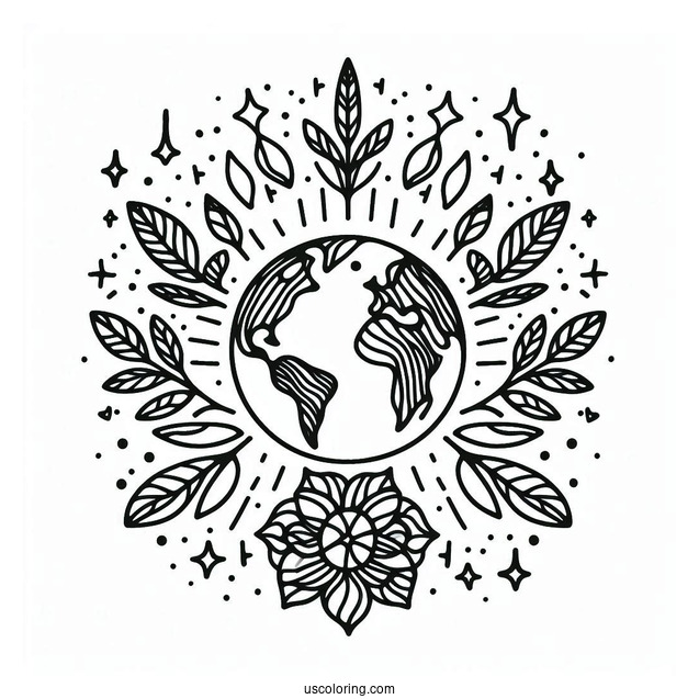 Visualize World Peace Coloring Page With Earth At The Center