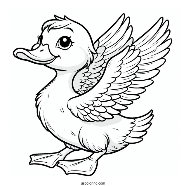 Duck With Wings Open Ready To Fly