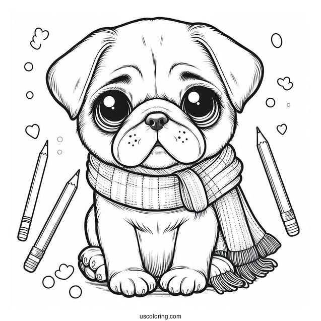 Pug With Cute Puppy Eyes To Color