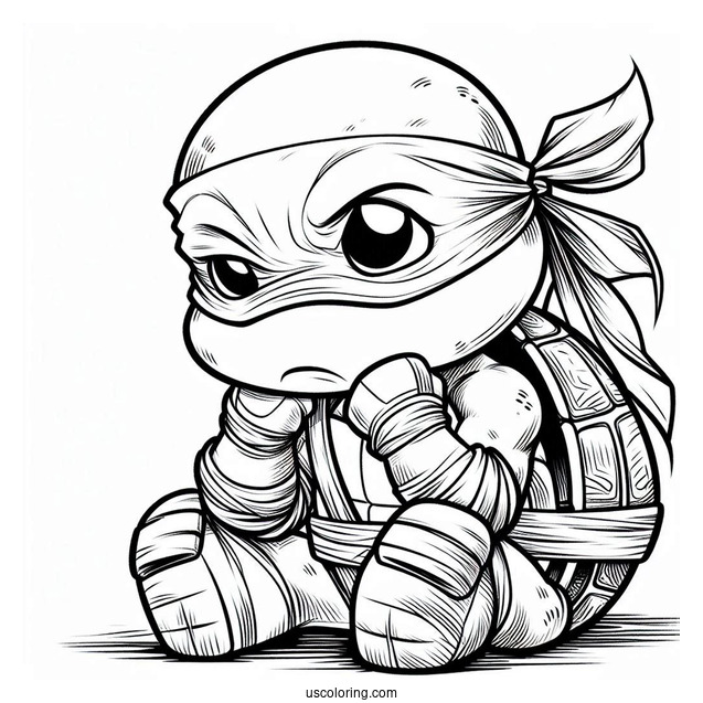Ninja Turtles Coloring Page Of Young Raphael Pouting