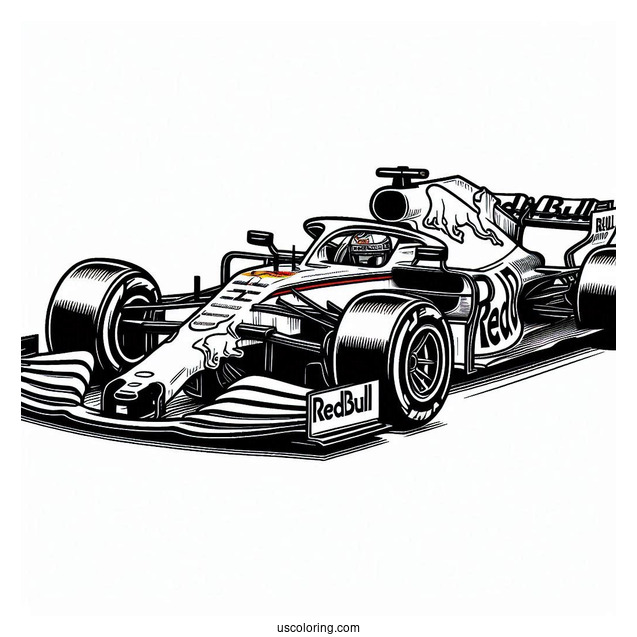 F1 Coloring Page Of Red Bull Max Verstappen Race Car