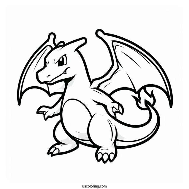 Easy Charizard Outline Coloring In For Kids