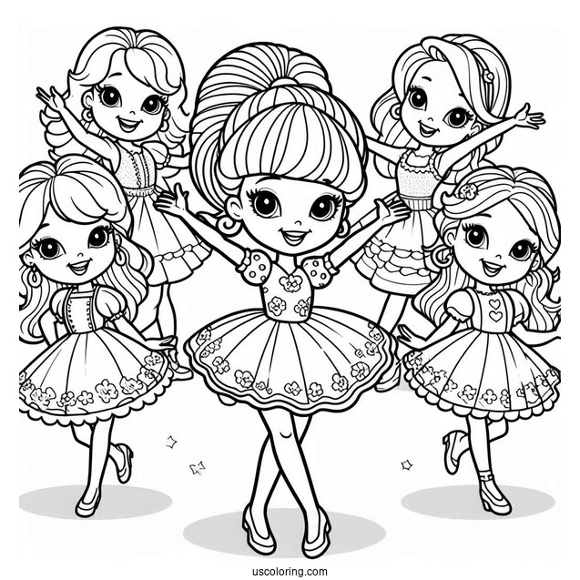 Polly Pocket Coloring Page Dancing With Friends