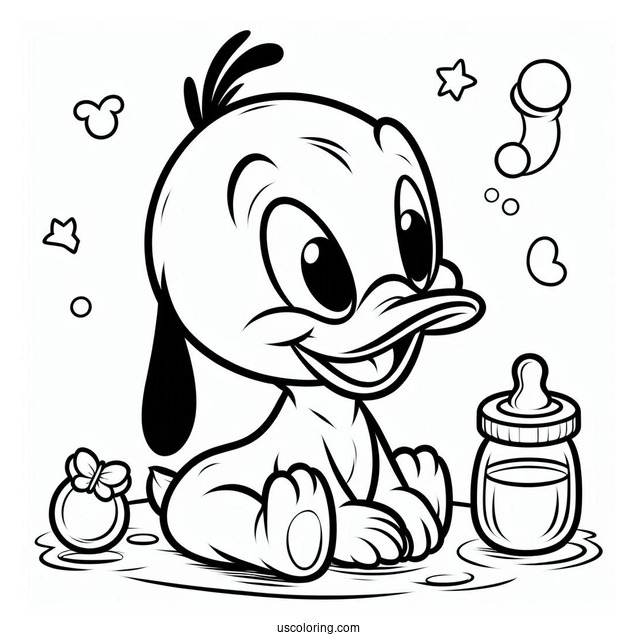 Baby Pluto Coloring Page With Baby Donald Duck