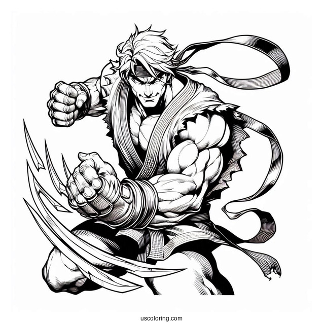 Street Fighter Coloring Page Of Vega With His Sharp Blades