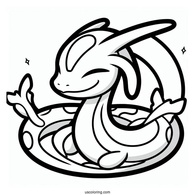 Smiling Rayquaza Coloring Page