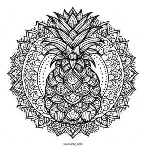 Elegant Pineapple Coloring Page Mandala Design For Adults