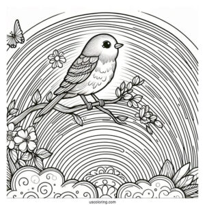 Tiny Birds Perched On Top Of A Rainbow