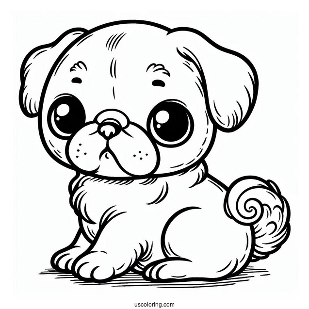 Adorable Baby Pug Coloring Sheet