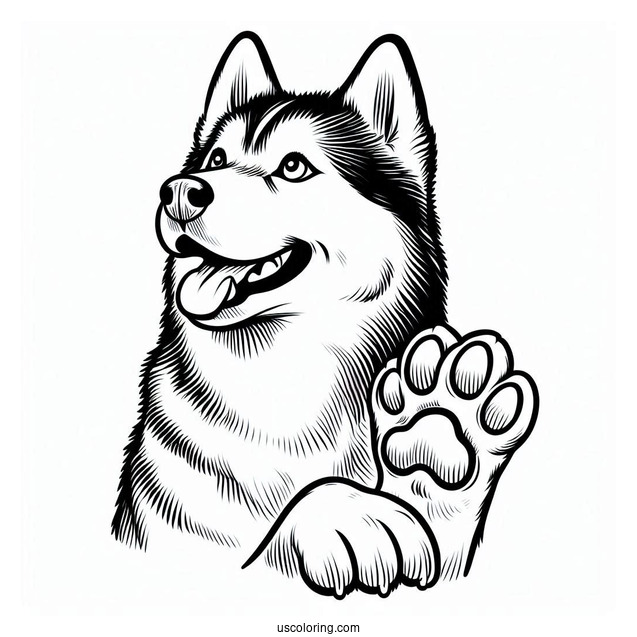 Husky With Paw Up
