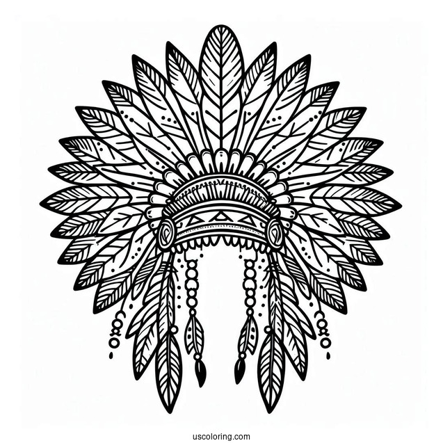 Easy Outline Of Native American Coloring Page Headdress For Kids