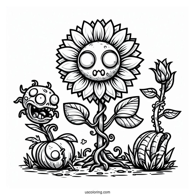 Plants Vs Zombies Sunflower Coloring Page