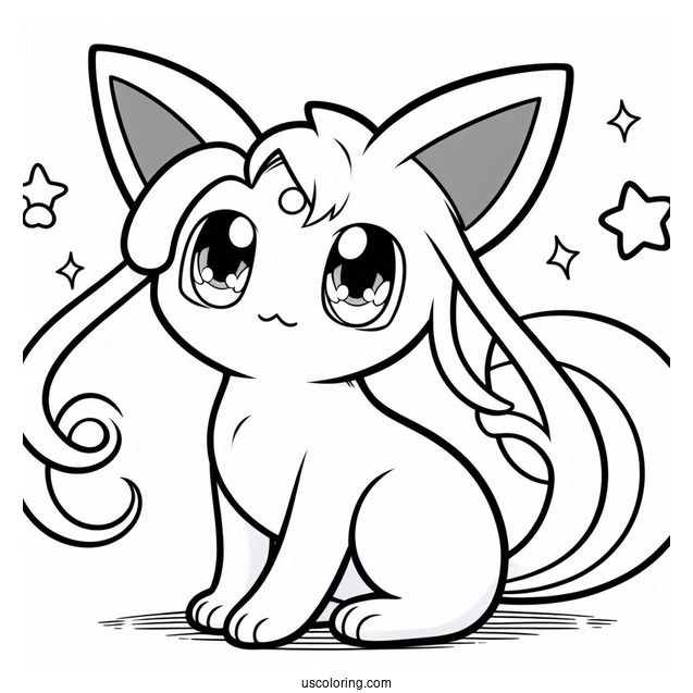 Easy Mega Mew Coloring Page