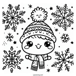 Cute Smiling Snowflake Coloring Page For Preschoolers
