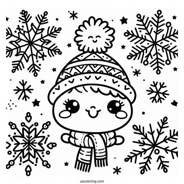 Cute Smiling Snowflake Coloring Page For Preschoolers