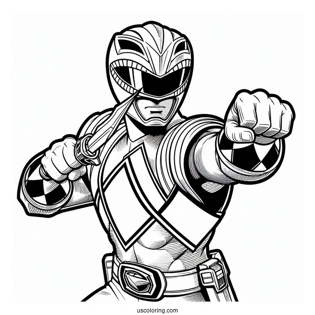 Coloring Sheet Of Power Ranger In Fighting Mode